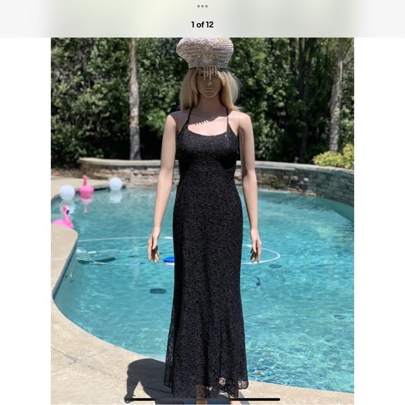 Vtg 💋 Gunne Sax Jessica McClintock Sz 3/4 Floral lace sparkle overlay Dress - Picture 1 of 10